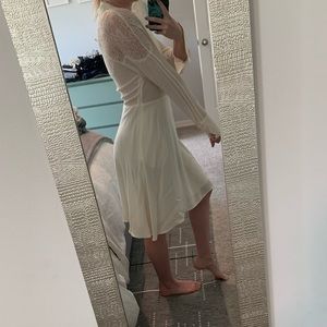 SAU white gown dress with lace back and button sleeves size 6